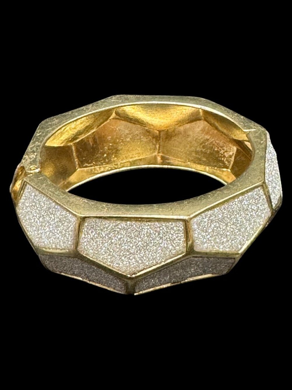 Gold and Silver Tone Bangle Bracelet Geometric Shapes